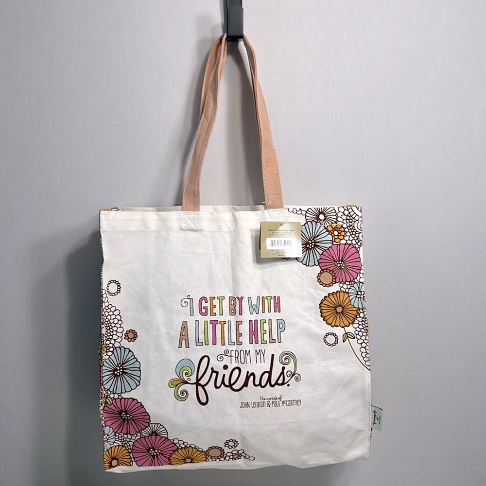 Vintage Hallmark I Get By With A Little Help From My Friends Canvas Tote Bag NWT